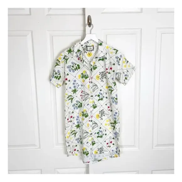 Tuckernuck Corsica Wildflower Floral Shirt Dress Short Sleeve Cotton Poplin Sz S - Picture 2 of 12